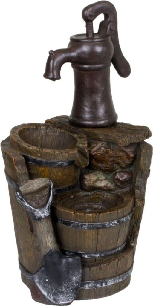 Gartenbrunnen >Triton< in Holz-/Stein-Optik aus Polyresin - 34x30x60cm (LxBxH)