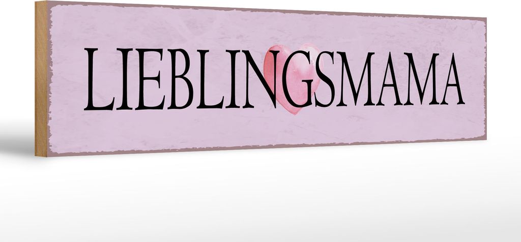Holzschild Lieblingsmama Herz, 46 x 10 cm, Holzschilder Spruch Glück Liebe