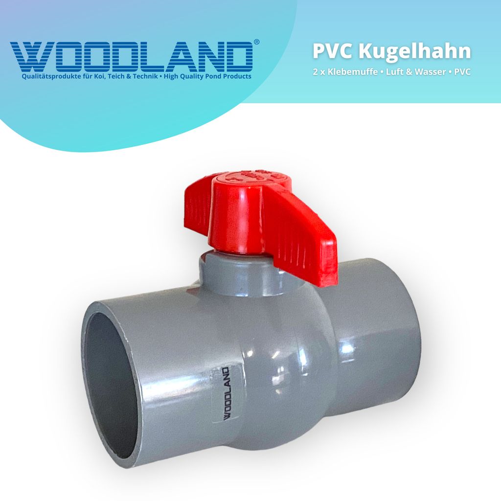 HAF PVC Kugelhahn 40mm Mit Rotem Griff - Grauer Absperrhahn Für Pool & Bewässerung
