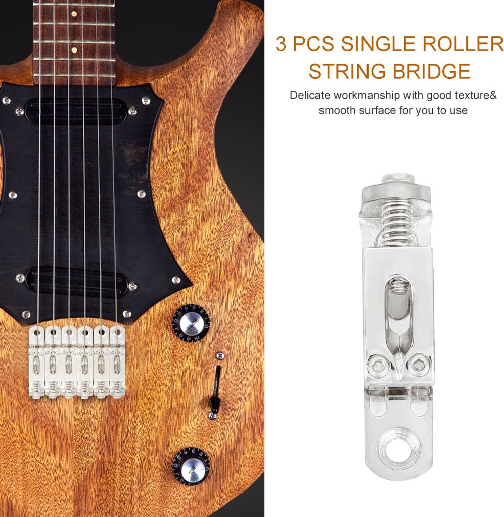 3-teiliges Set Einzelsaitenstege 3 cm mit Schraubenschlüssel für Gitarreninstrumentenzubehör (Silber)