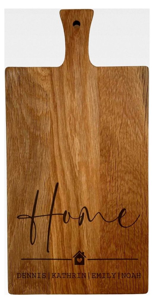 Personalisierte Schneidebrett aus Eiche – Einweihungsgeschenk mit Gravur – Brett mit Namen und Datum – Geschenk für Paare – 40 × 20 × 2 cm