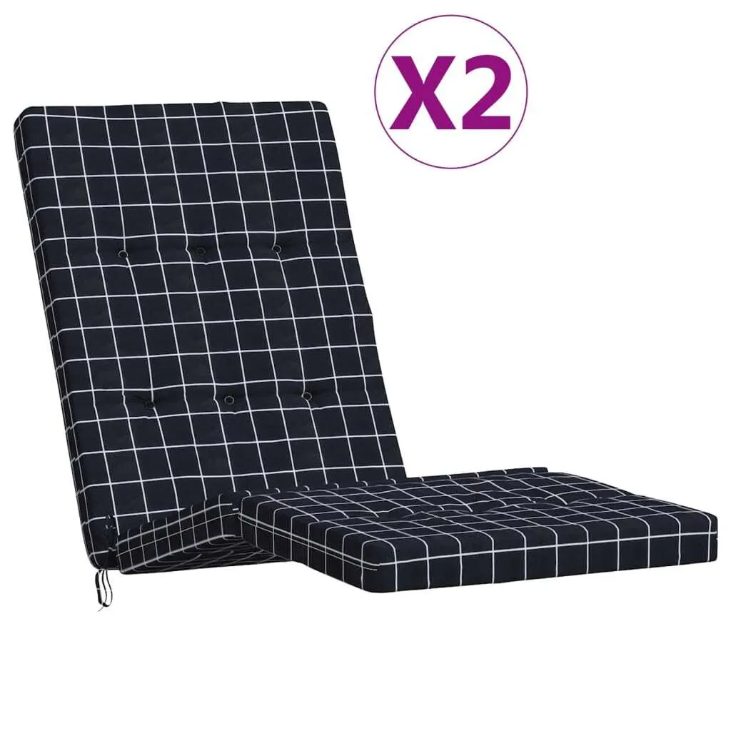 Lot de 2 coussins pour chaise de jardin noir à carreaux - Set été