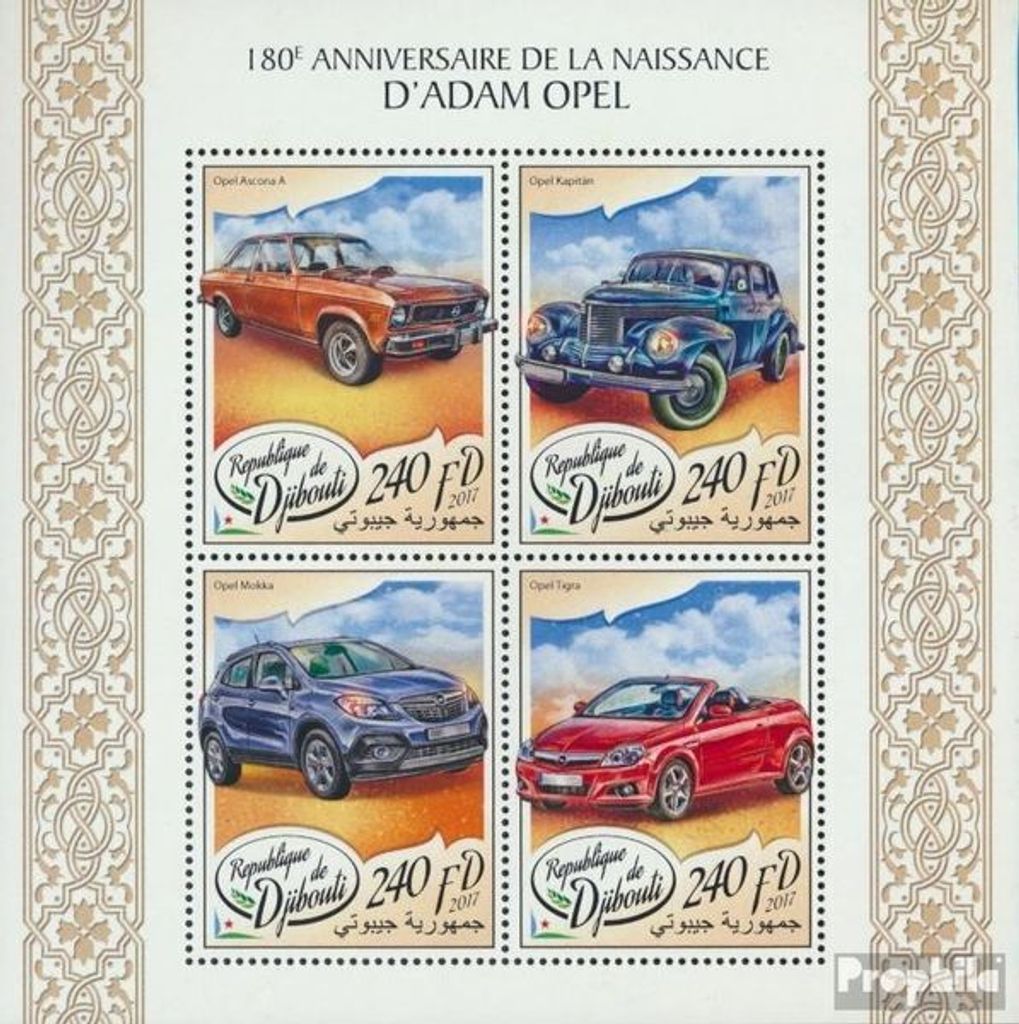 Briefmarken Dschibuti 2017 Mi 1756-1759 Kleinbogen (kompl. Ausg.) postfrisch AdamOpel