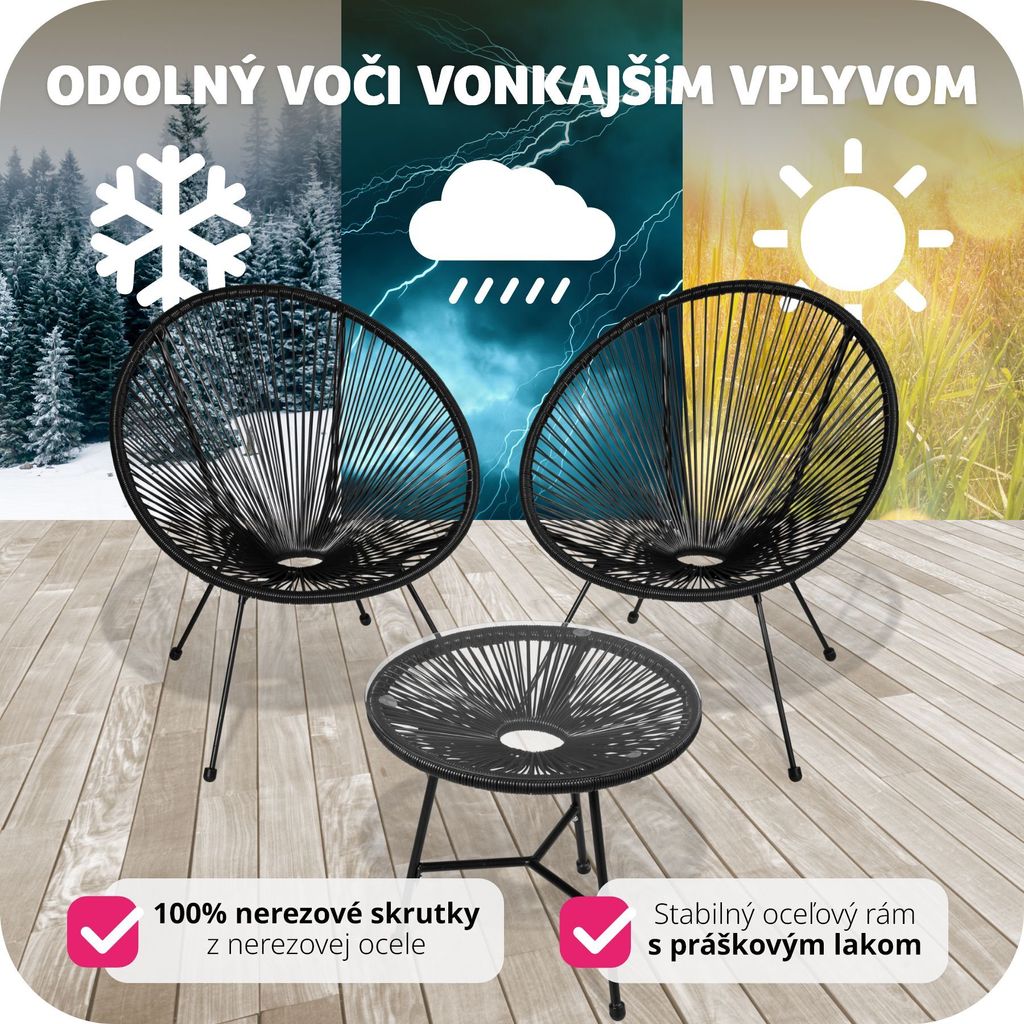 2 záhradné stoličky Santana so stolom Retro dizajn v štýle Obrázok produktu 8
