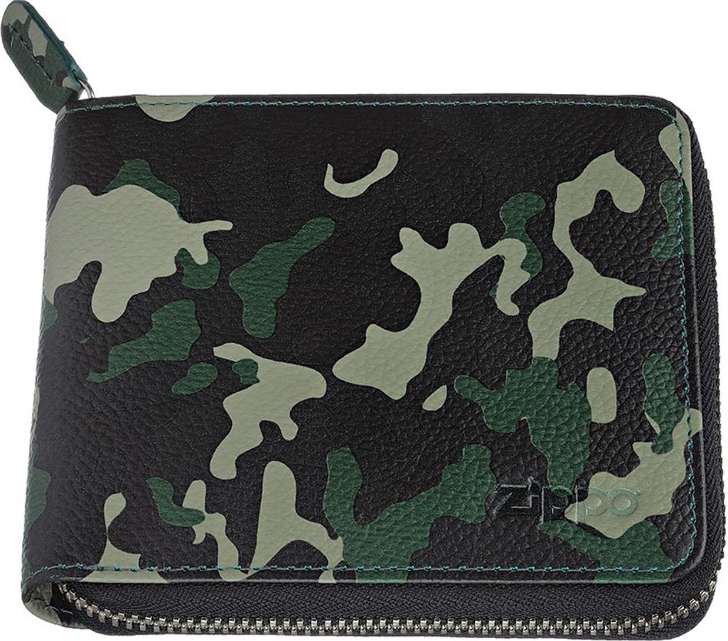 Zippo Geldbörse 2006055 Leder Camouflage grün mit Reißverschluss Herren