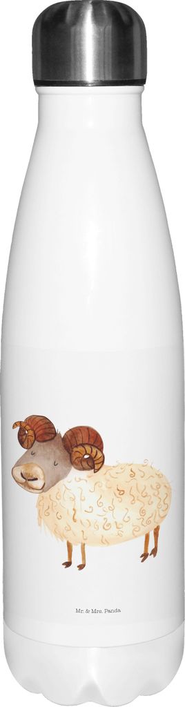 Mr. & Mrs. Panda Trinkflasche Sternzeichen Widder - Weiß - Geschenk, Thermosflasche, Schafbock, Thermos, Geburtstag März, trinkflaschen, Bock, Ap...