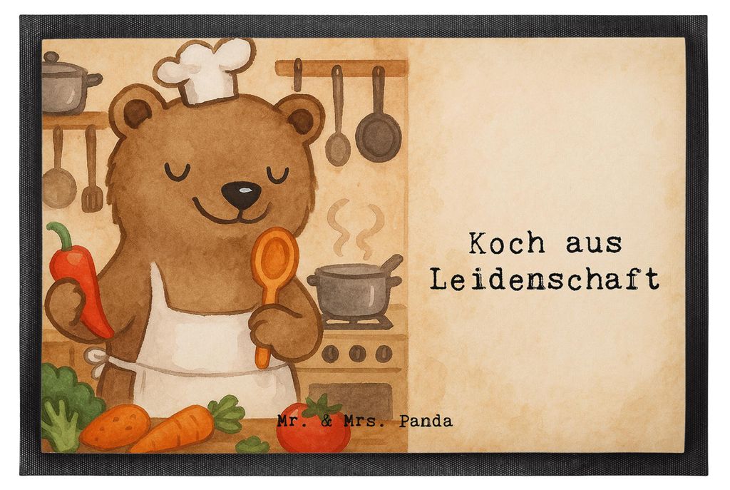 Mr. & Mrs. Panda fußmatte Koch Leidenschaft Design 40 x 60 cm - Weiß - Geschenk, Schmutzmatte, Chefkoch, Schmutzfänger, Schuhabstreifer, Restaur...