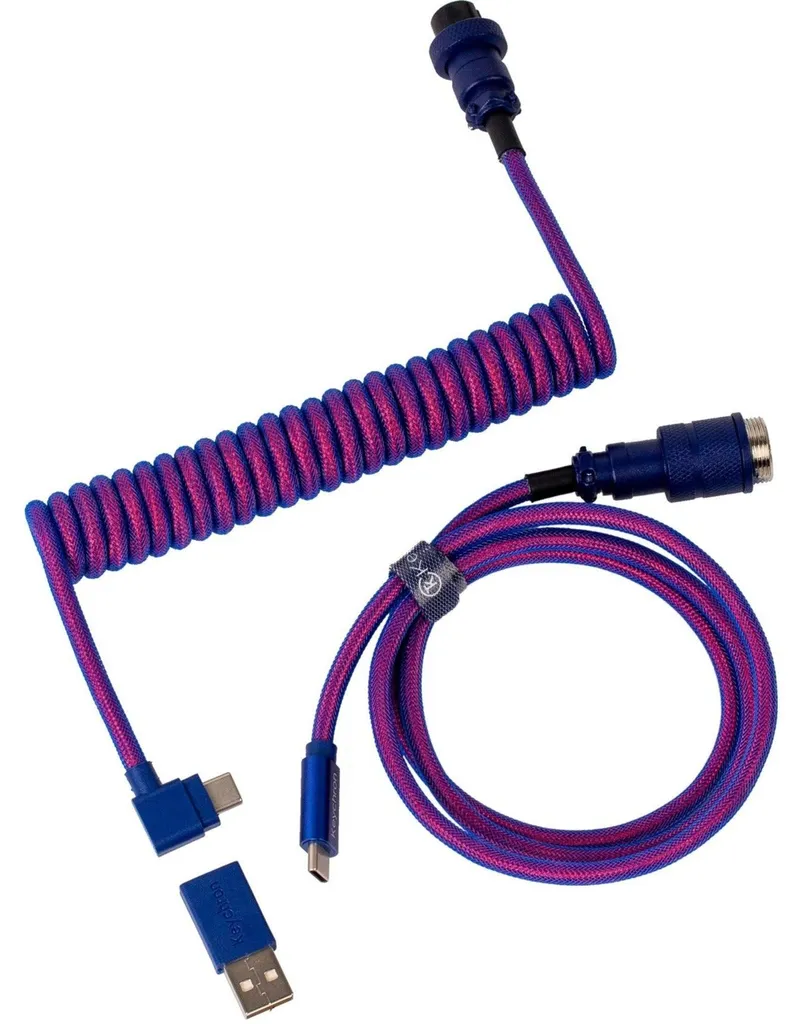 Câble USB-C Spiralé avec Connecteur Aviateur pour Clavier Mécanique Violet