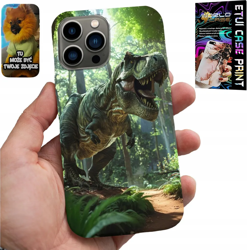 Set Protezione iPhone 13 Pro: Cover Dinosauro + Vetro Temperato