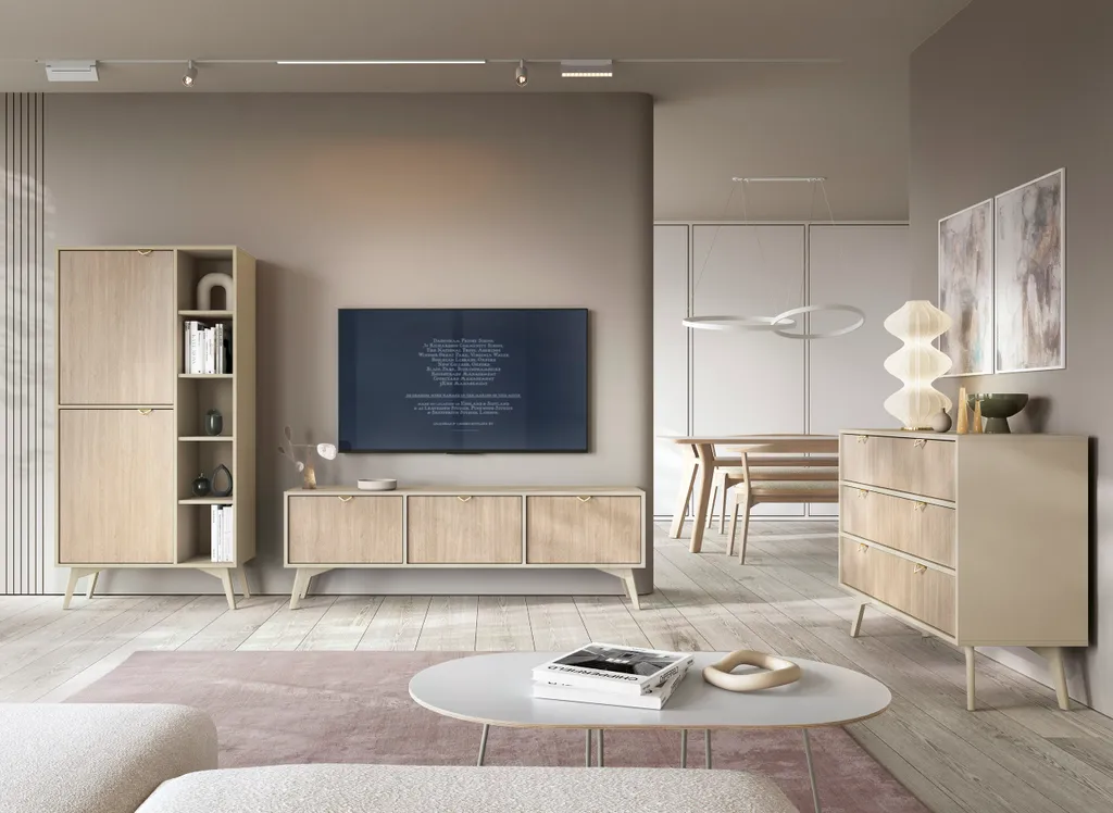 Table d'appoint WOOD 54 cm - Table de nuit beige pour lit boxspring