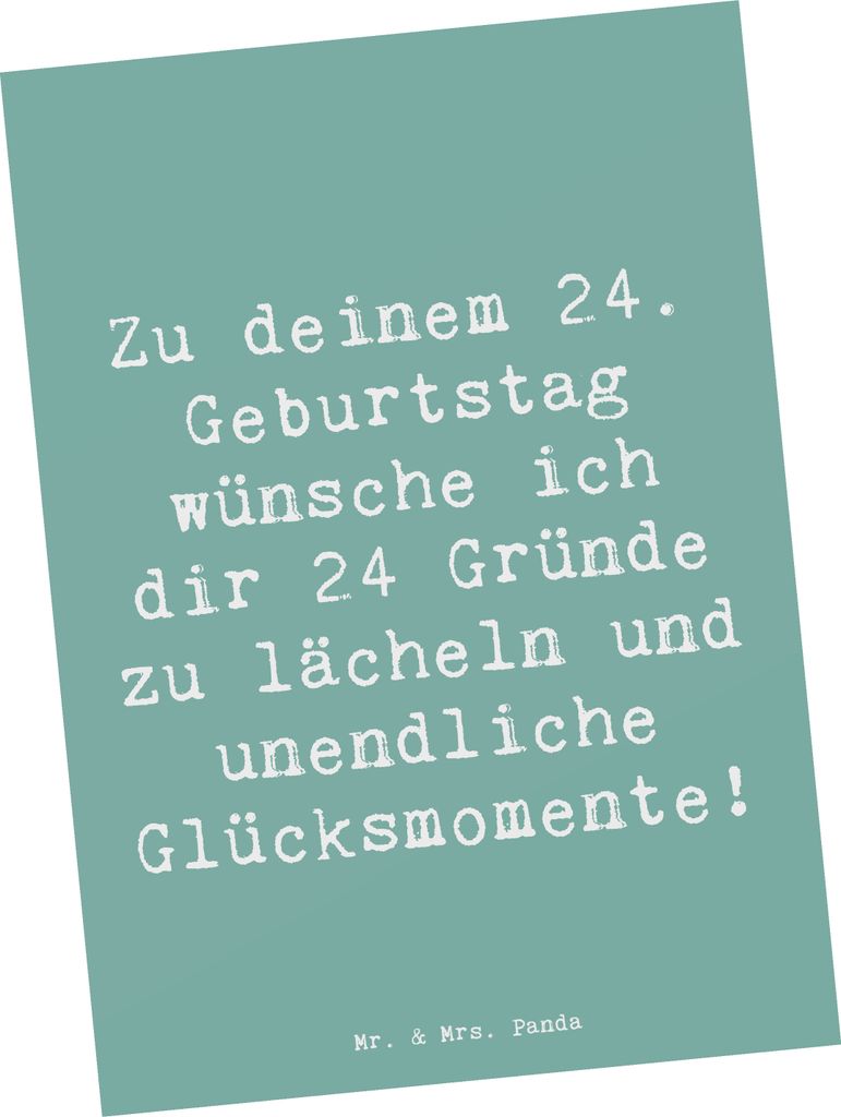 Mr. & Mrs. Panda Postkarte Spruch 24. Geburtstag Glück - Meeresbrise - Geschenk, Postkarten, besondere Anlässe, Gründe zu lächeln, Alter, Happy...
