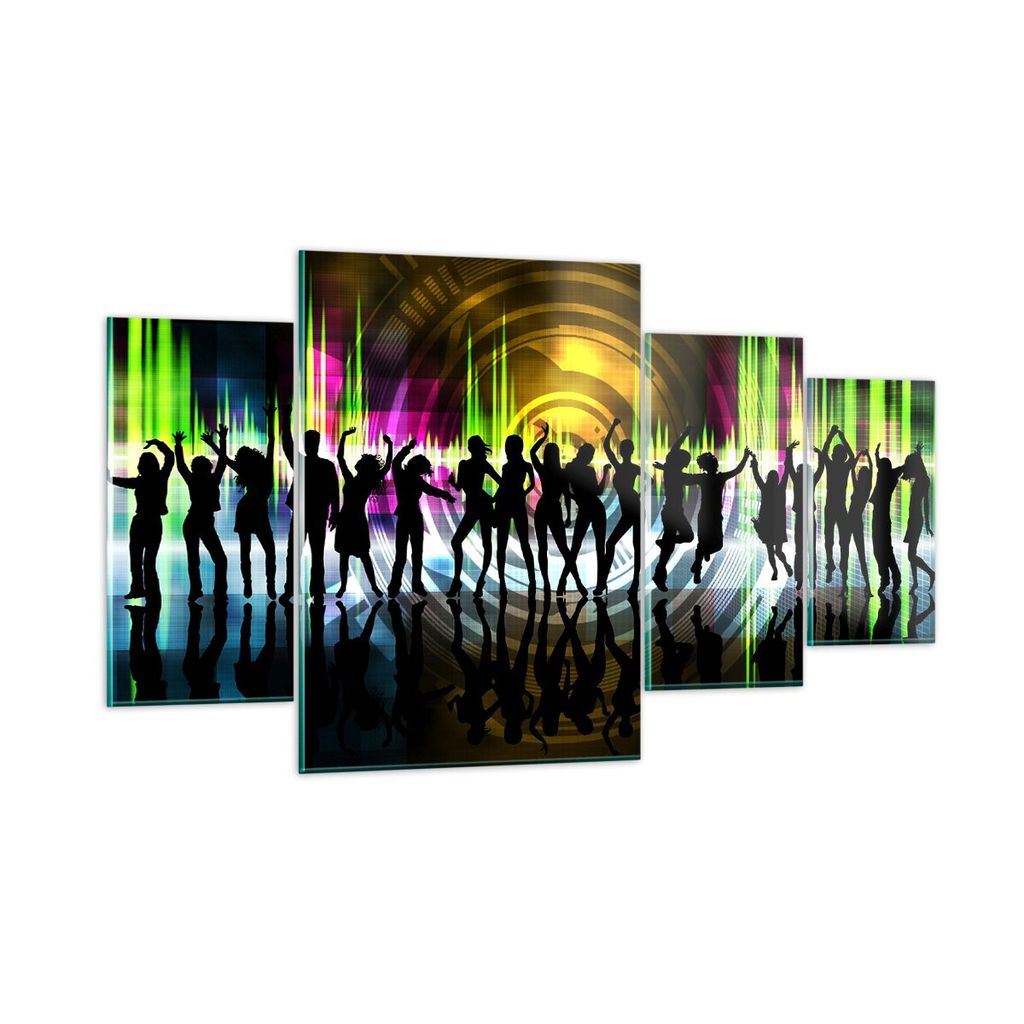 Bilder auf glas - Disco Musik Tanz Spaß - 160x90cm - Glasbilder - Wandbilder - Kunstdruck - zum Aufhängen bereit - Wanddekoration aus Glas - Glas...