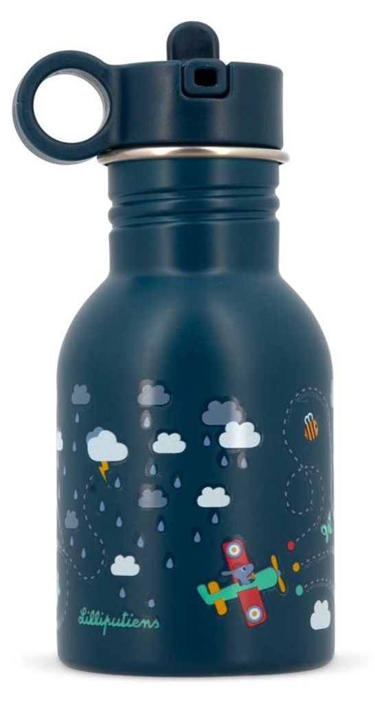 Lilliputiens Trinkflasche für Kinder Jules blau mit Strohhalm 350ml