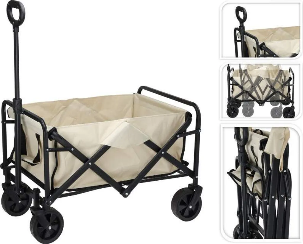 Chariot de plage pliable 75 cm blanc KO-LE9000010 pour sable