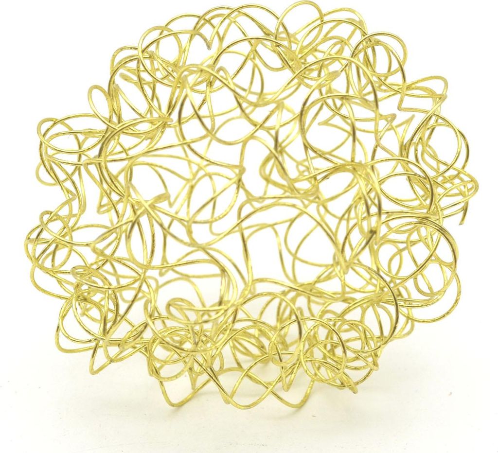 Wellendrahtkugel Drahtball, Dekokugel 8 cm goldfarben