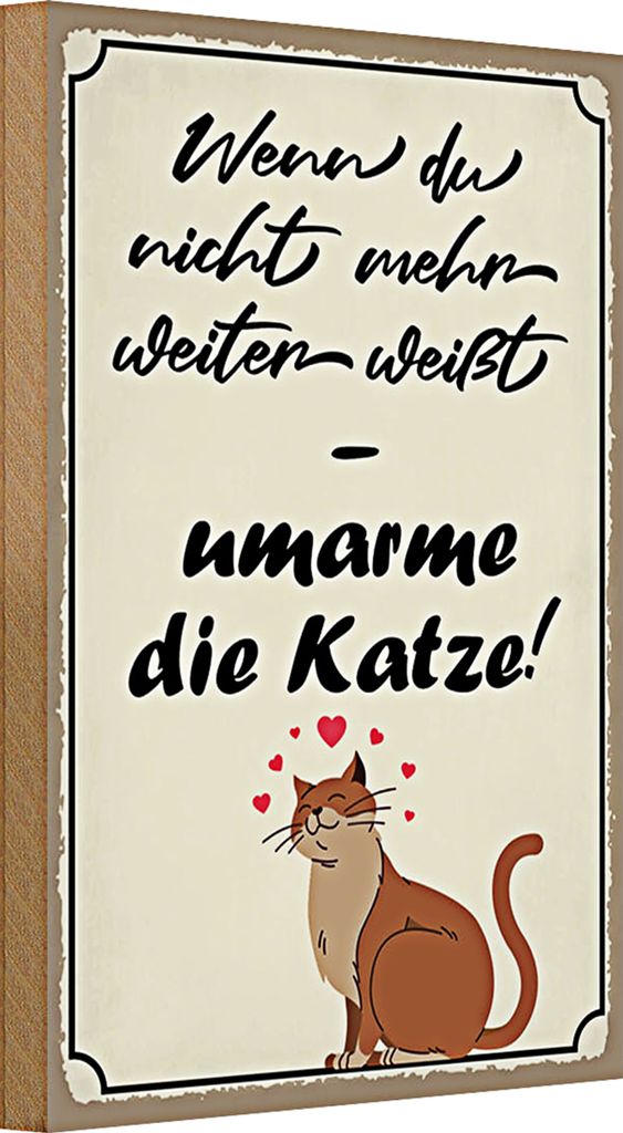 Holzschild Spruch 20x30cm nicht weiter umarme die Katze