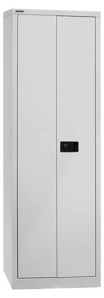 BISLEY Flügeltürenschrank Universal, 4 Fachböden, 5 OH, B 600 mm, Metall, 645 Lichtgrau, 40 x 60 x 195 cm