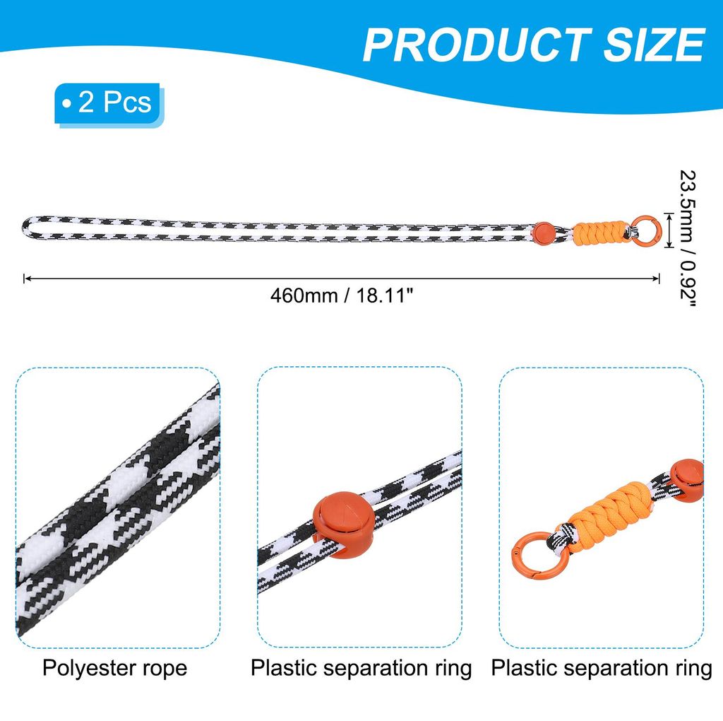 Geflochtene Schlš¹sselband 2 Stš¹ck Geflochtener Schlš¹sselanh?nger mit Metallclip, Schwarz Wei? & Orange