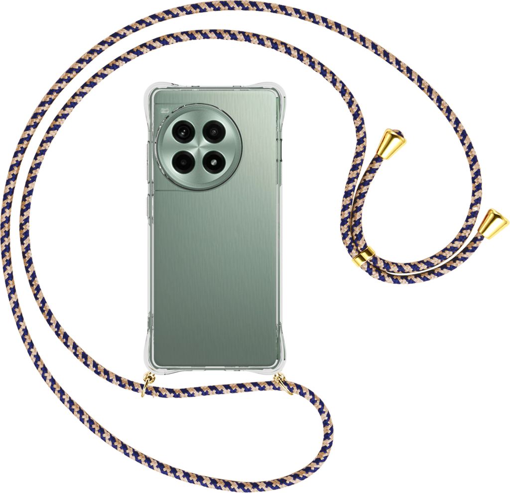 Handykette Backcover-Schutzhülle mit Band (Metall goldfarben) für OnePlus Ace3 Pro 5G (CN) - blau+beige
