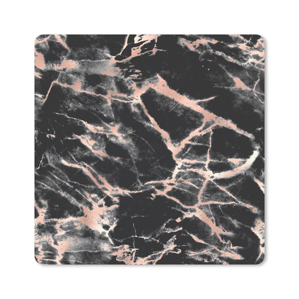 MuchoWow Mauspad Mousepad Roségold - Marmor - Muster - Schwarz 20x20 cm - Mousepads - Maus Mat - Pad - Mausunterlage - Desk Mat - Bureauartikeln