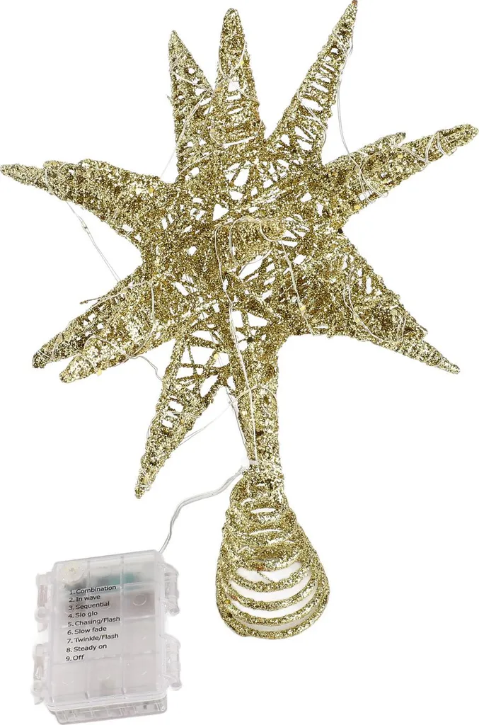 Étoile 3D LED pour Sapin de Noël Lampe Géométrique à Piles sans Fil de Luxe