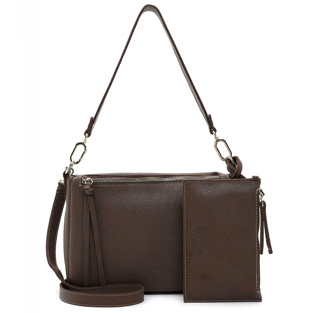 SURI FREY Orry Crossover Bag Mud: Borsa a Tracolla Marrone Scuro Vegan