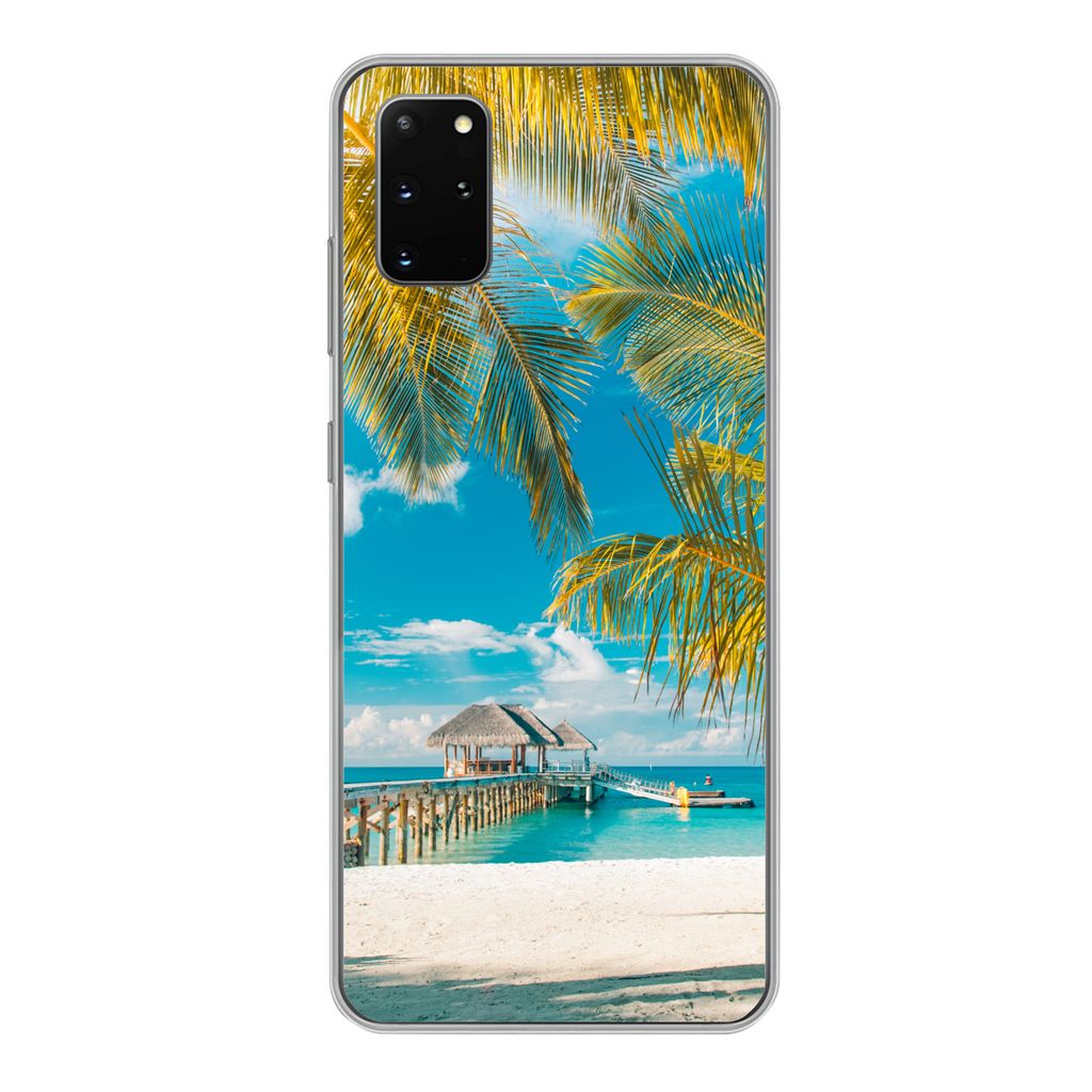 MuchoWow Handyhülle Schutzhülle Hülle für Samsung Galaxy S20 Plus Strand - Palme - Meer Silikon Softcase Handy Hülle - Hartschale