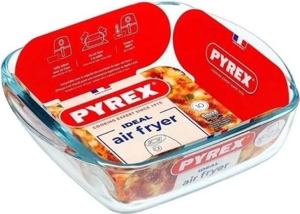Stampo per friggitrice ad aria PYREX, quadrato, vetro borosilicato, 20 x 17 cm