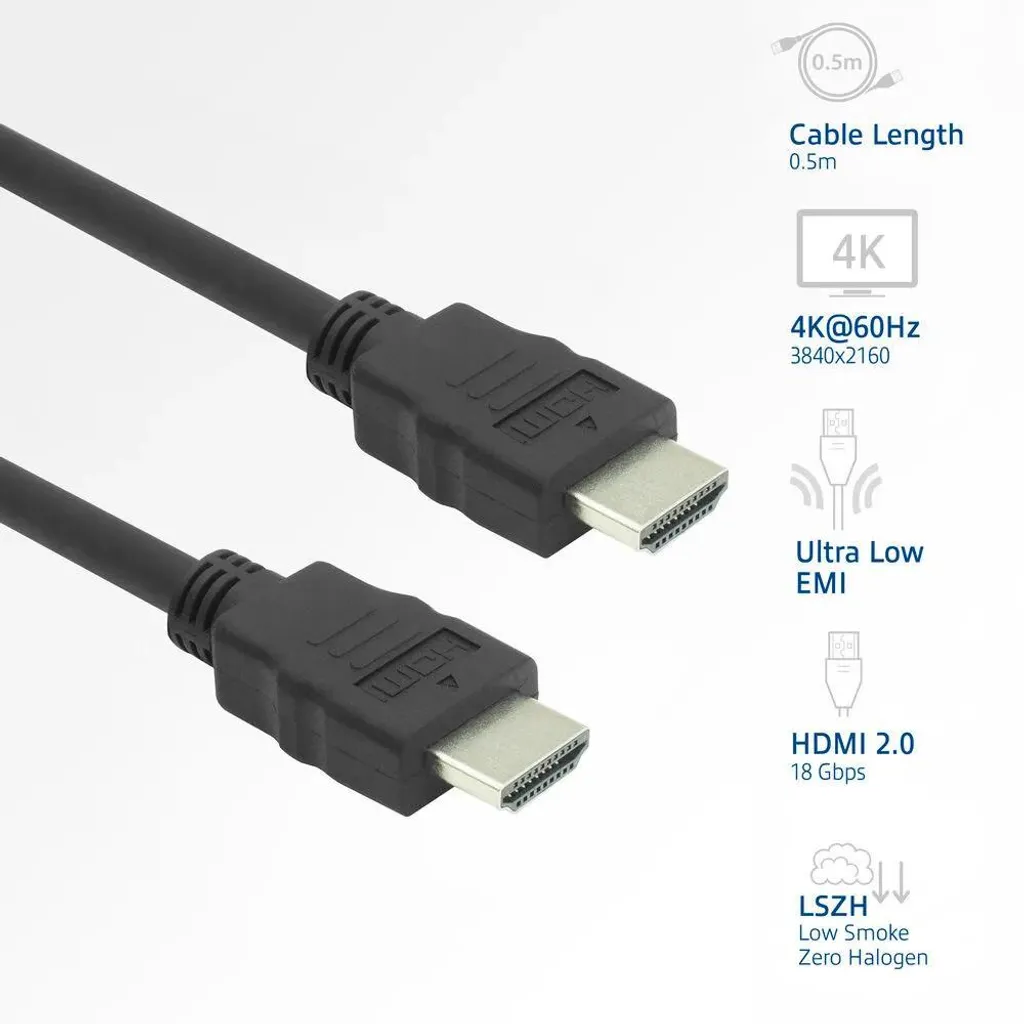 Câble HDMI 4K compact de 0.5m Act Ak3870 liaison TV et console - 2