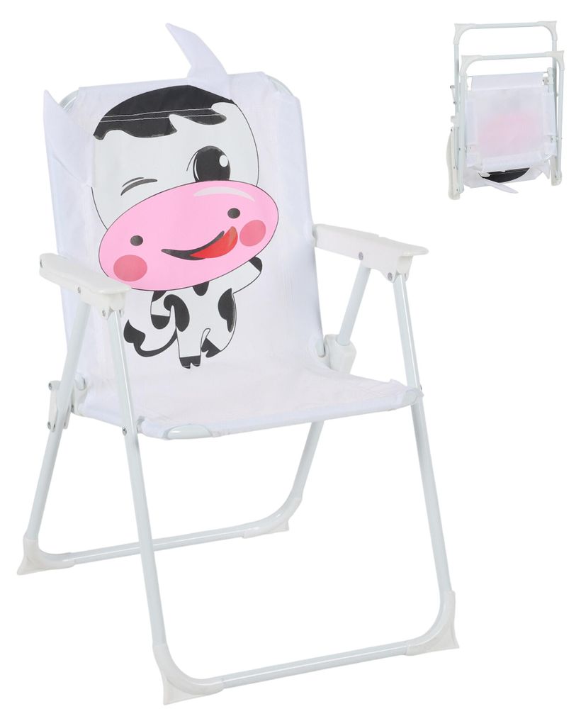 Relaxdays Opklapbare kinderstoel met wit, roze en zwart Productafbeelding 