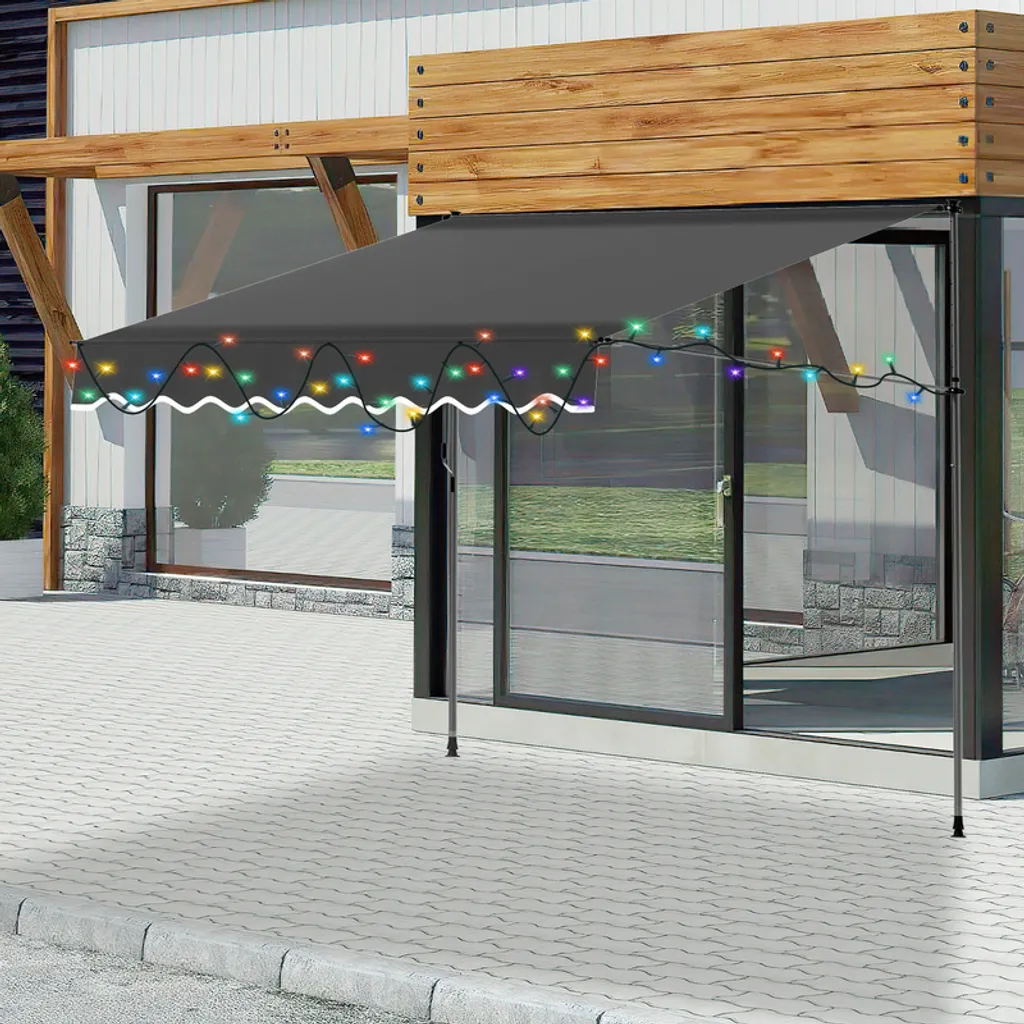 Tenda da sole per balcone Jopassy Tenda resistente ai raggi UV e all'acqua, retrattile 4M, grigio chiaro (con cavo solare)