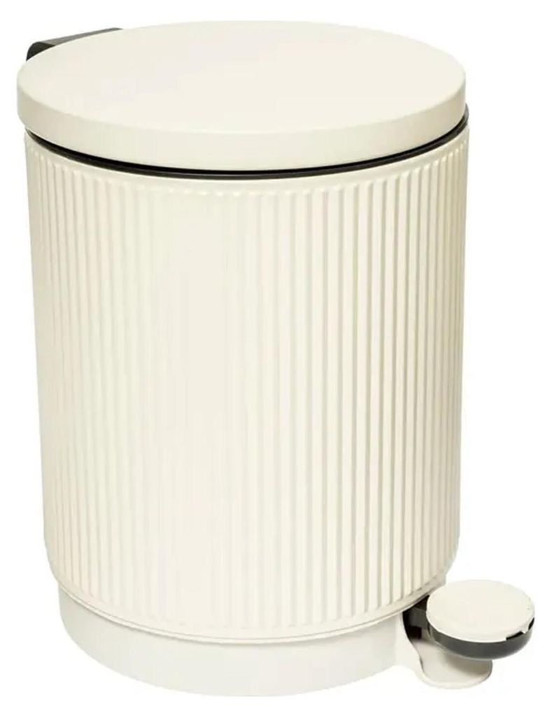 5five Simply Smart Mülleimer Onyx, Pedal-Abfalleimer, Stahl, PP, Beige, 5 L, 200173A