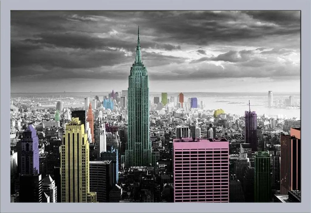 Poster 61x91,5 New York Skyline Cornice Argento MDF Shinsuke