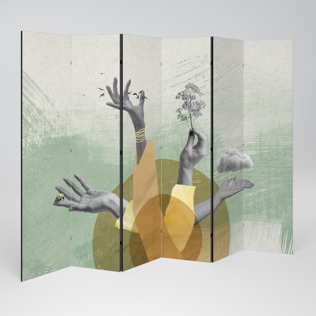 SpaceRebels Paravent Raumteiler - 6-teilig Raumtrenner, Druck 2-Seite - Raumtrenner - Trennwand Wohnung - Room Divider - Spanische Wand Deko Modern...