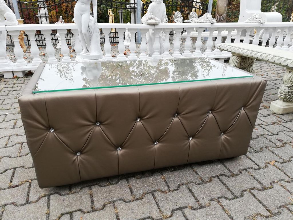 Design Sofa Couchtisch Tisch Tische Glastisch Chesterfield Swarovski Gold Glas