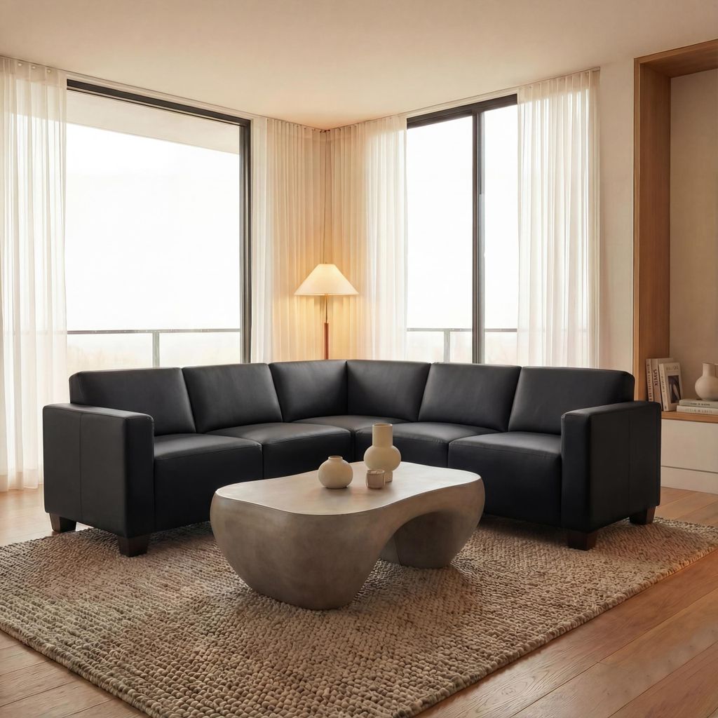 Modular Sofa-System Couch-Garnitur Lyon 5, Kunstleder schwarz