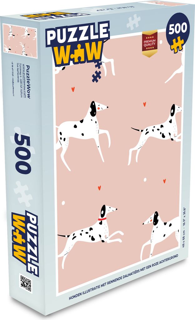 MuchoWow Puzzle 500 Teile Doggy Illustration mit laufenden Dalmatiner auf einem rosa Hintergrund - Denken - Spiel - Toy