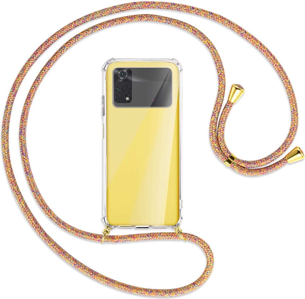 Handykette Backcover-Schutzhülle mit Band (Metall goldfarben) für Xiaomi Poco M4 Pro 4G - Rainbow