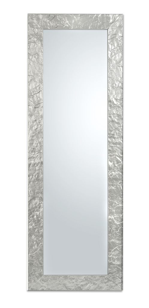 MO.WA Spiegel Wandspiegel Lehnspiegel Modern Rahmen Kiefernholz cm. 50x145. Silber Garderobenspiegel Flurspiegel Schlafzimmer Eingangspiegel