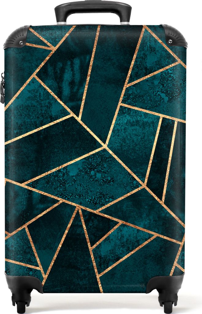 NoBoringSuitcases.com Koffer Handgepäck Trolley Rollkoffer Kleine Reisekoffer mit 4 Rollen - Steine - Gold - Luxus - Muster - Abstrakt - Cabin S...