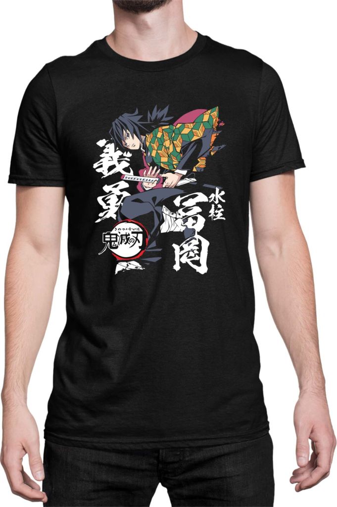 Herren T-Shirt Demon Anime Slayer Kimetsu No Yaiba Giyu Tomioka 02, Man 3XL / Schwarz