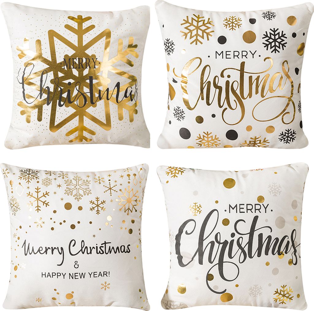 4x Weihnachten Deko Kissenbezüge 45x45 cm, Rot Weiches Produktbild 
