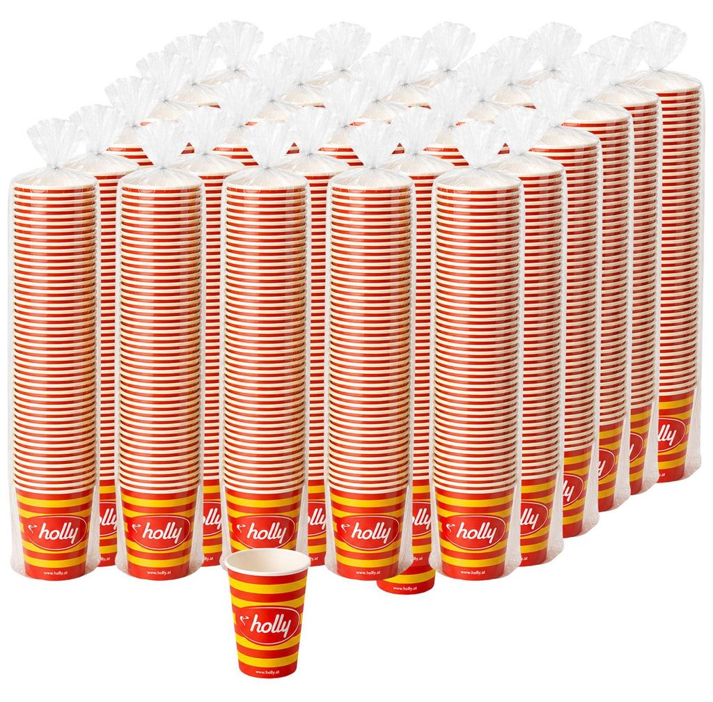 3000x holly Kaffeebecher 180ml Coffee to Go holly Pappbecher 7oz Papierbecher stabil auslaufsicher recycelbar für Kaffeeautomat Party Heißgeträn...