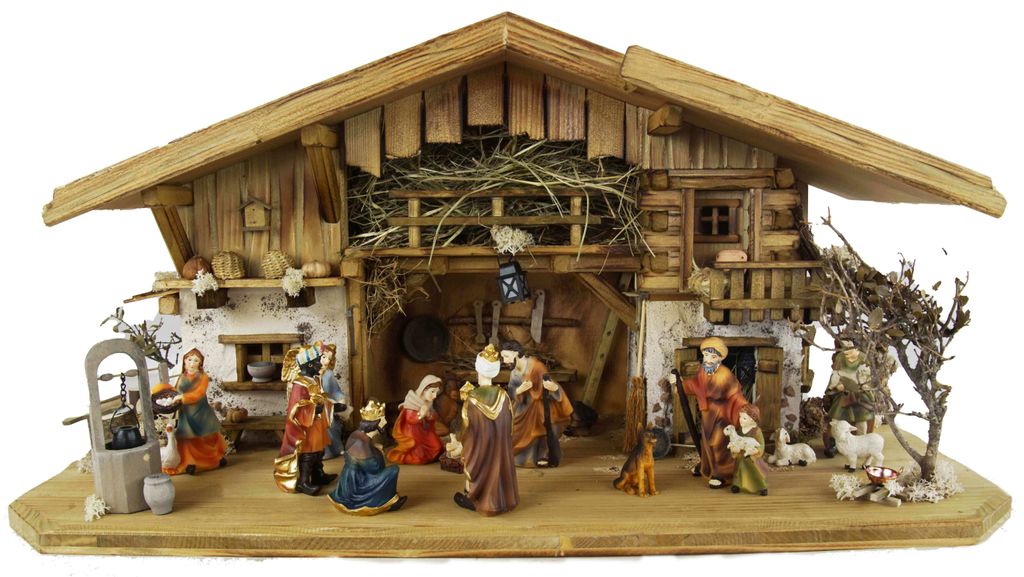 Festliche Weihnachtskrippe Aicha inkl. Figurensatz ETA 1 - Produktbild