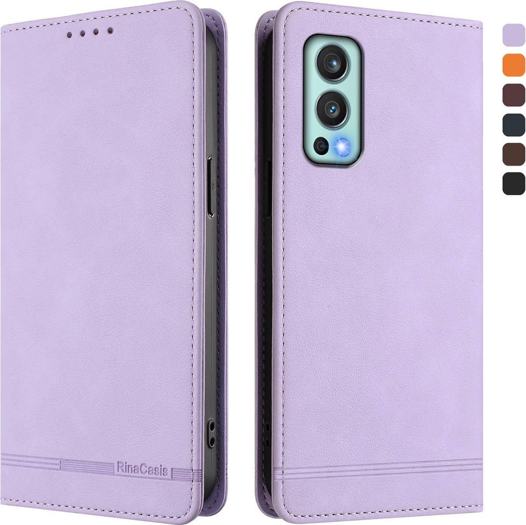 Hülle für OnePlus Nord 2 5G, Retro Kunstleder Ständer Klapphülle mit Kartenfächer und Magnetische Violett
