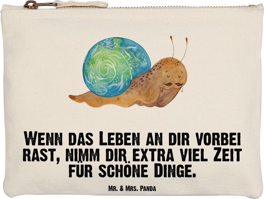 Mr. & Mrs. Panda Federtasche Schnecke Sir Grösse XL Große - Weiß - Geschenk, Kosmetiktasche, Schminktäschchen, Kulturbeutel, Motivation, Lebens...