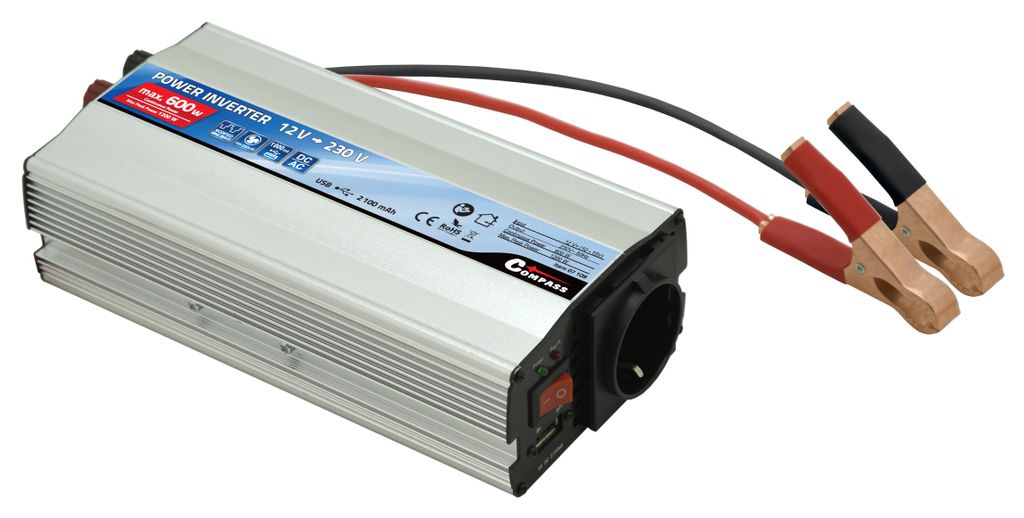 Compass 07109 - Měnič napětí 12/230V 600W + USB Obrázek produktu 