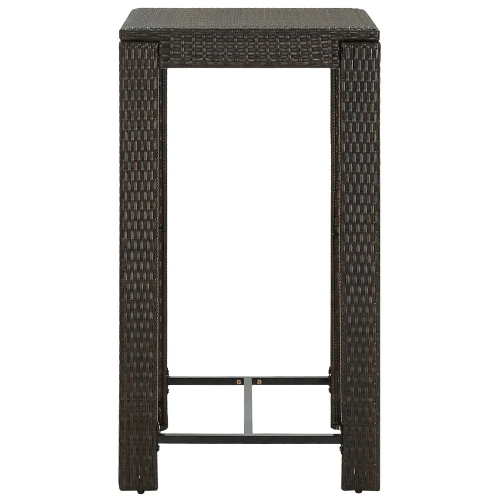 vidaXL Tavolo bar da giardino marrone 60,5x60,5x110,5 cm in poly rattan
