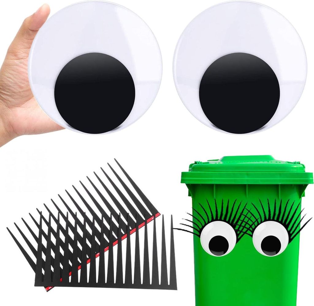 Riesen Googly Augen mit Wimpern - Selbstklebende Große Wackelaugen Aufkleber für Kühlschrank Halloween Tür Dekor (Packung mit 4) (7 Zoll)
