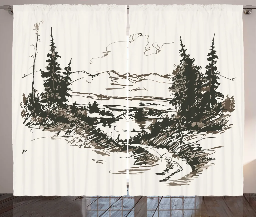 Rideau à fronces forêt sépia 280x225 cm ABAKUHAUS pour chambre